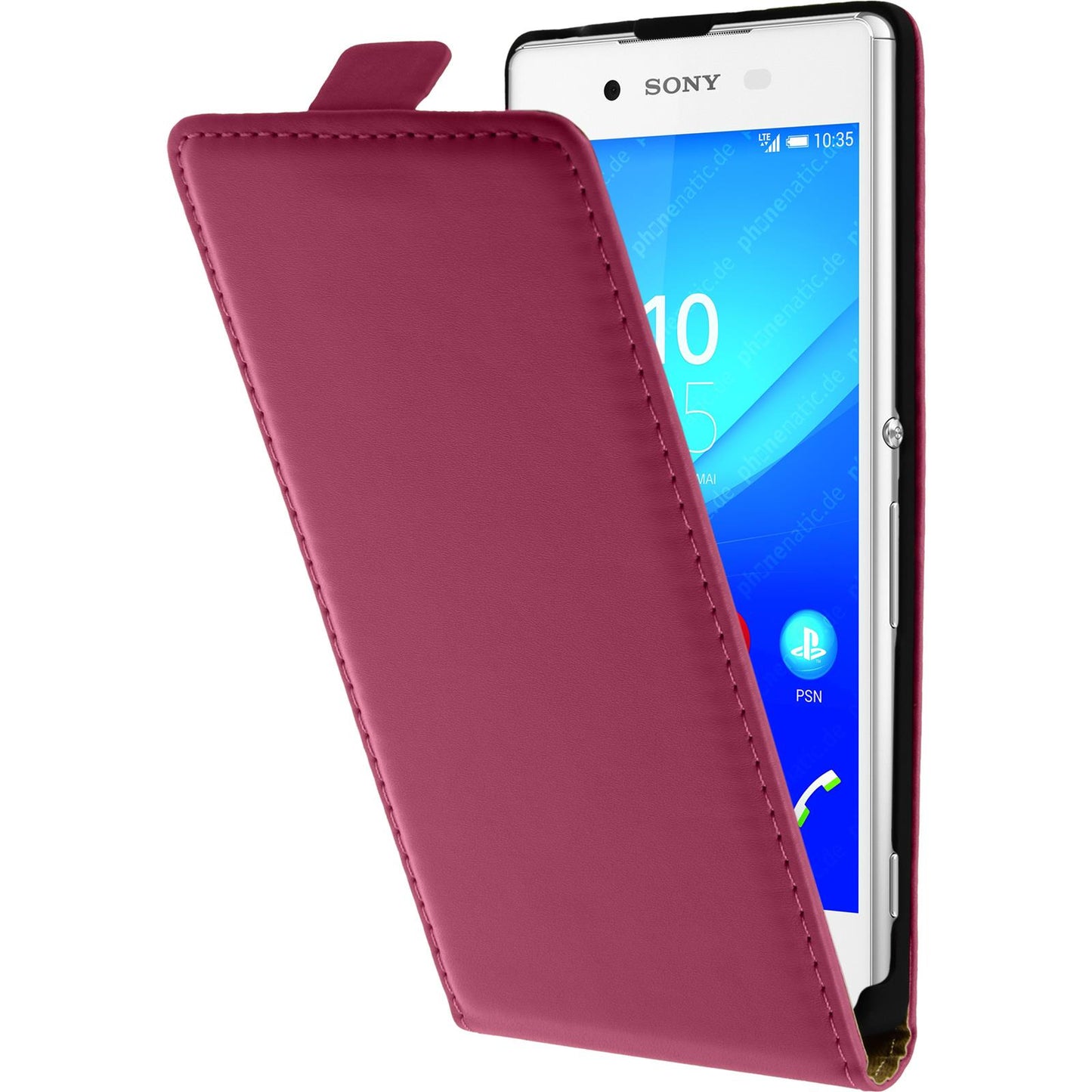 Kunst-Lederhülle für Sony Xperia Z3+ / Plus Flip-Case pink +
