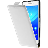 Kunst-Lederhülle für Sony Xperia Z3+ / Plus Flip-Case weiﬂ +