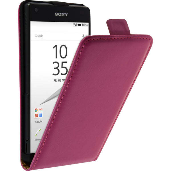 Kunst-Lederhülle für Sony Xperia Z5 Compact Flip-Case pink +
