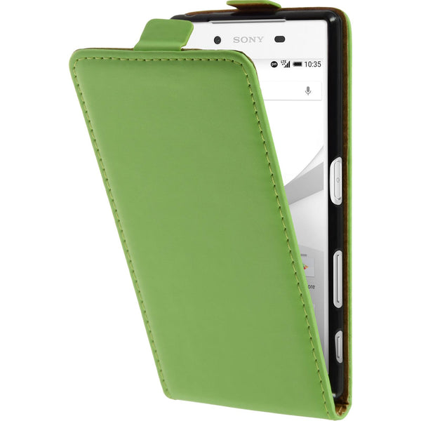 Kunst-Lederhülle für Sony Xperia Z5 Flip-Case grün + 2 Schut