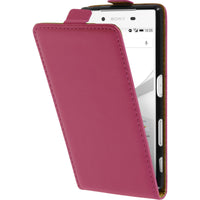 Kunst-Lederhülle für Sony Xperia Z5 Flip-Case pink + 2 Schut