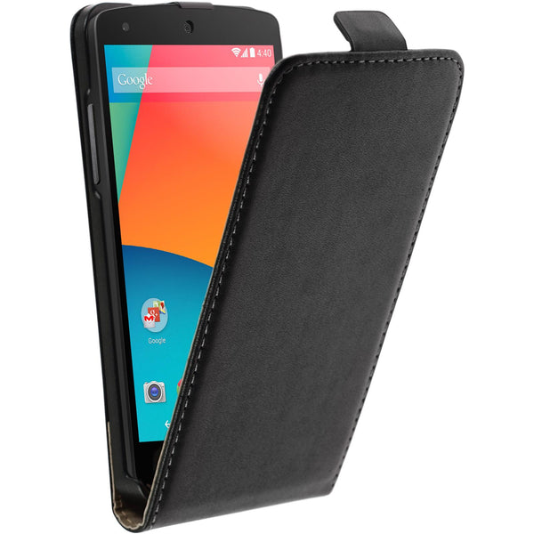 Kunst-Lederhülle für Google Nexus 5 Flip-Case schwarz Cover