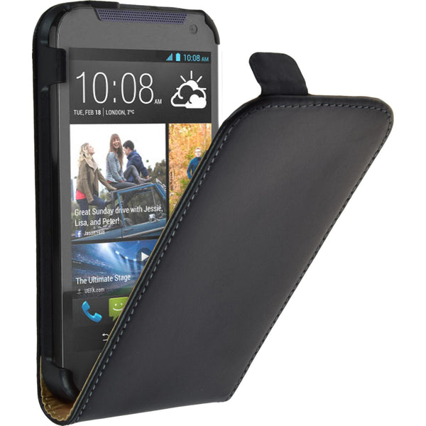 Kunst-Lederhülle für HTC Desire 310 Flip-Case schwarz + 2 Sc