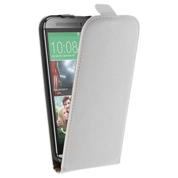 Kunst-Lederhülle für HTC One M8 Flip-Case weiß + 2 Schutzfol