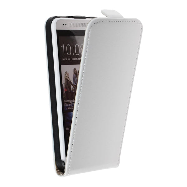 Kunst-Lederhülle für HTC One Mini Flip-Case weiß + 2 Schutzf