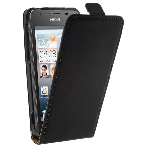 Kunst-Lederhülle für Huawei Ascend G510 Flip-Case schwarz +