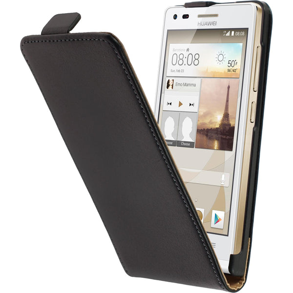 Kunst-Lederhülle für Huawei Ascend G6 Flip-Case schwarz + 2