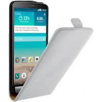 Kunst-Lederhülle für LG G3 Flip-Case weiß + 2 Schutzfolien