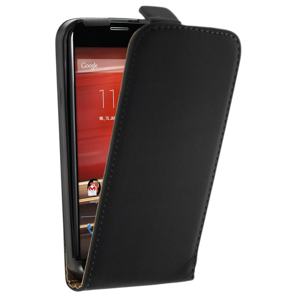 Kunst-Lederhülle für Motorola Moto X Flip-Case schwarz + 2 S