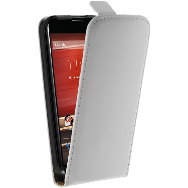 Kunst-Lederhülle für Motorola Moto X Flip-Case weiß + 2 Schu