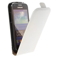 Kunst-Lederhülle für Samsung Galaxy Ace 3 Flip-Case weiß + 2