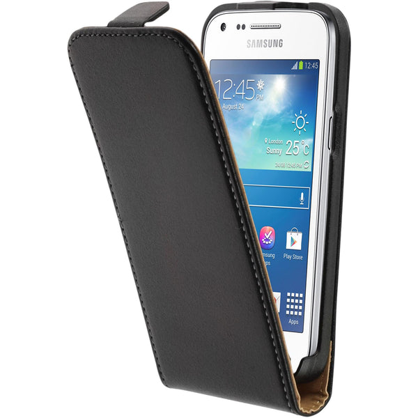 Kunst-Lederhülle für Samsung Galaxy Core Plus Flip-Case schw