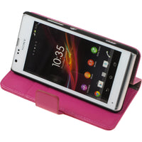 Kunst-Lederhülle für Sony Xperia SP Premium pink + 2 Schutzf