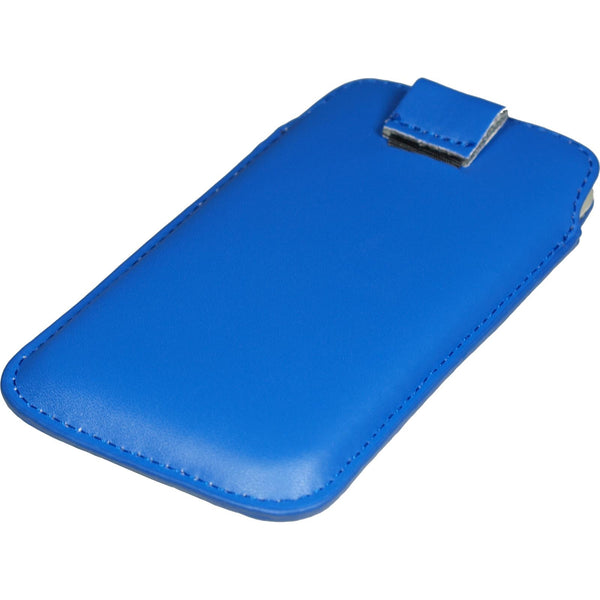 Kunst-Lederhülle für HTC One Tasche blau + 2 Schutzfolien