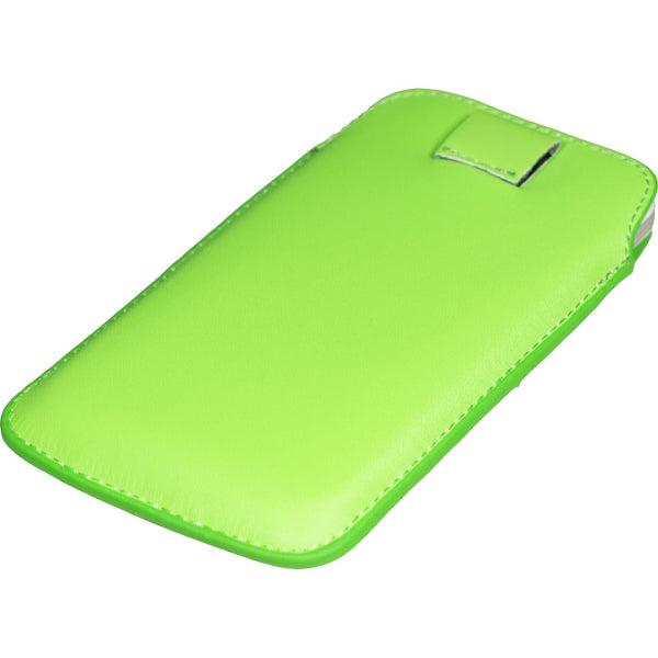Kunst-Lederhülle für HTC One Tasche grün + 2 Schutzfolien