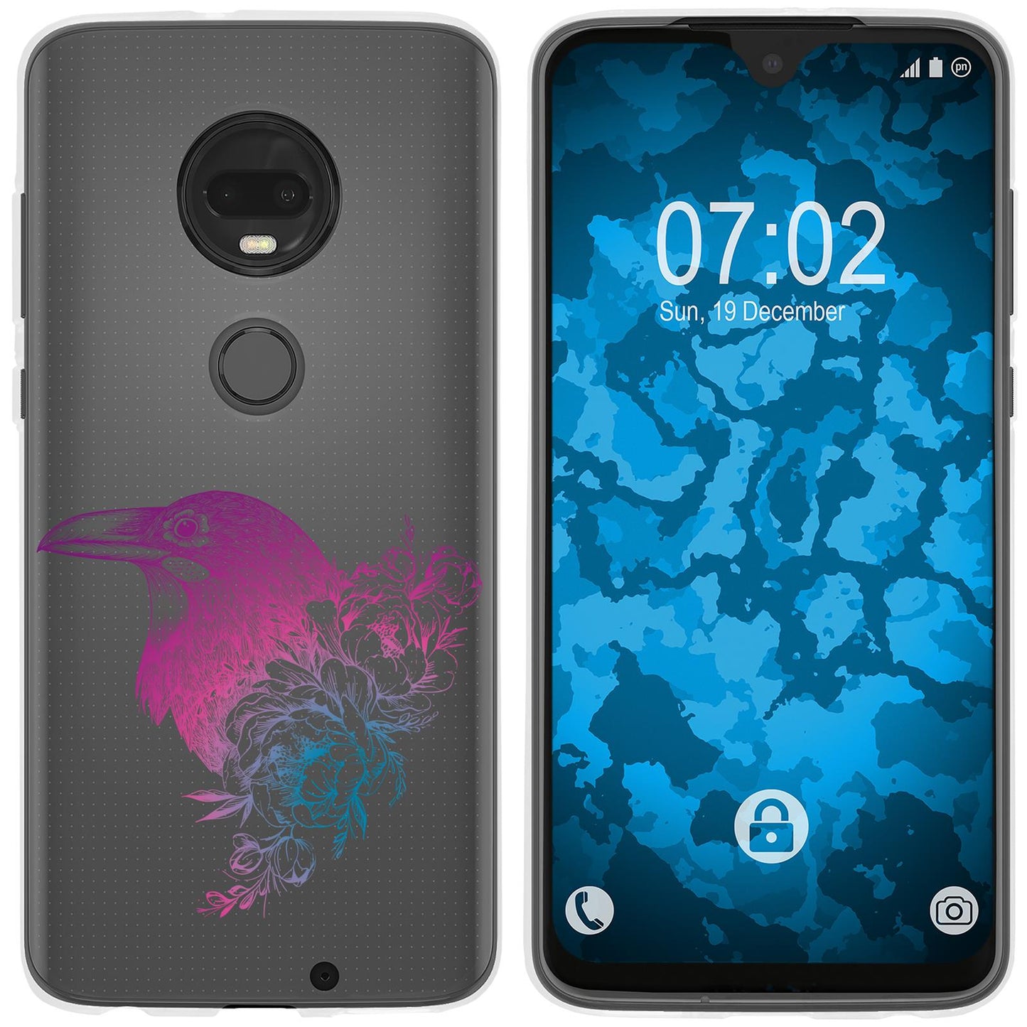 Moto G7 Silikon-Hülle Floral Rabe M4-6 Case