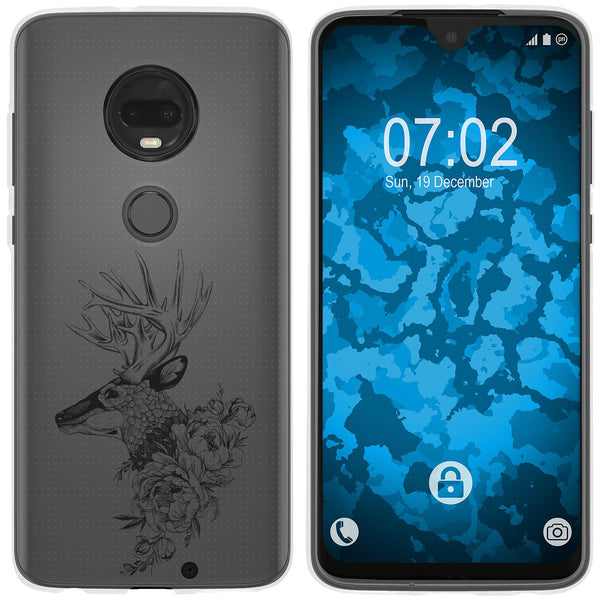 Moto G7 Silikon-Hülle Floral Hirsch M7-1 Case