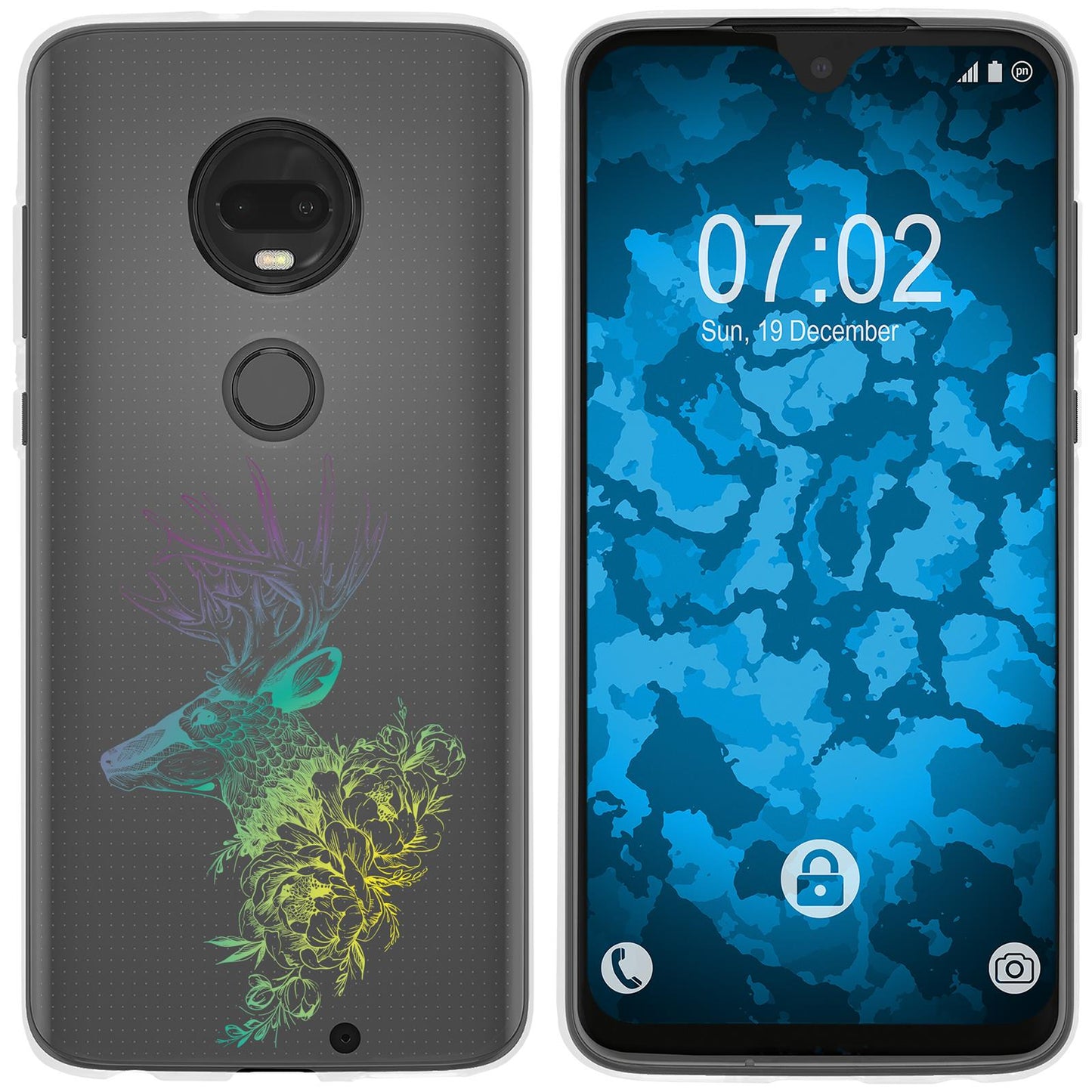 Moto G7 Silikon-Hülle Floral Hirsch M7-4 Case