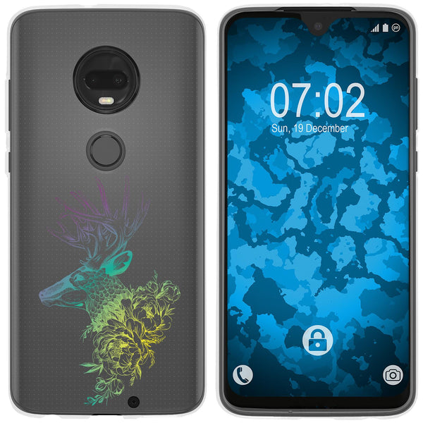 Moto G7 Plus Silikon-Hülle Floral Hirsch M7-4 Case