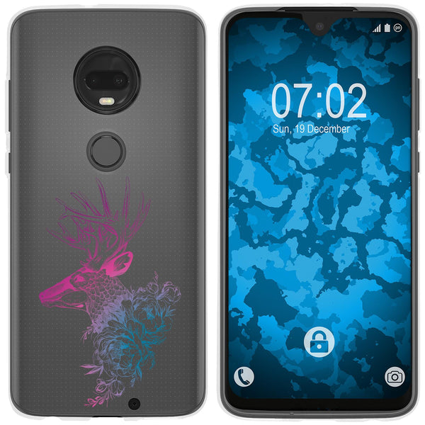 Moto G7 Plus Silikon-Hülle Floral Hirsch M7-6 Case