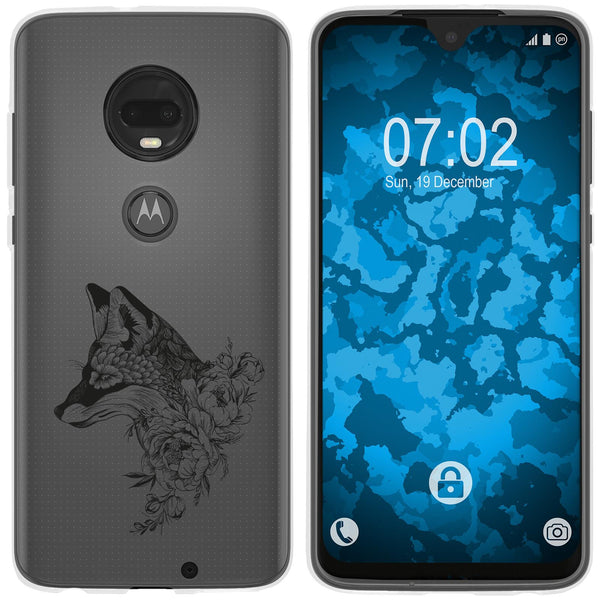 Moto G7 Silikon-Hülle Floral Fuchs M1-1 Case