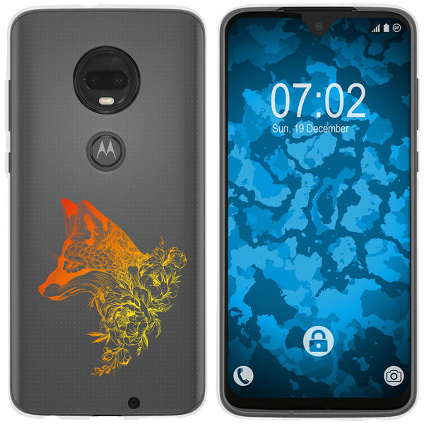 Moto G7 Plus Silikon-Hülle Floral Fuchs M1-2 Case