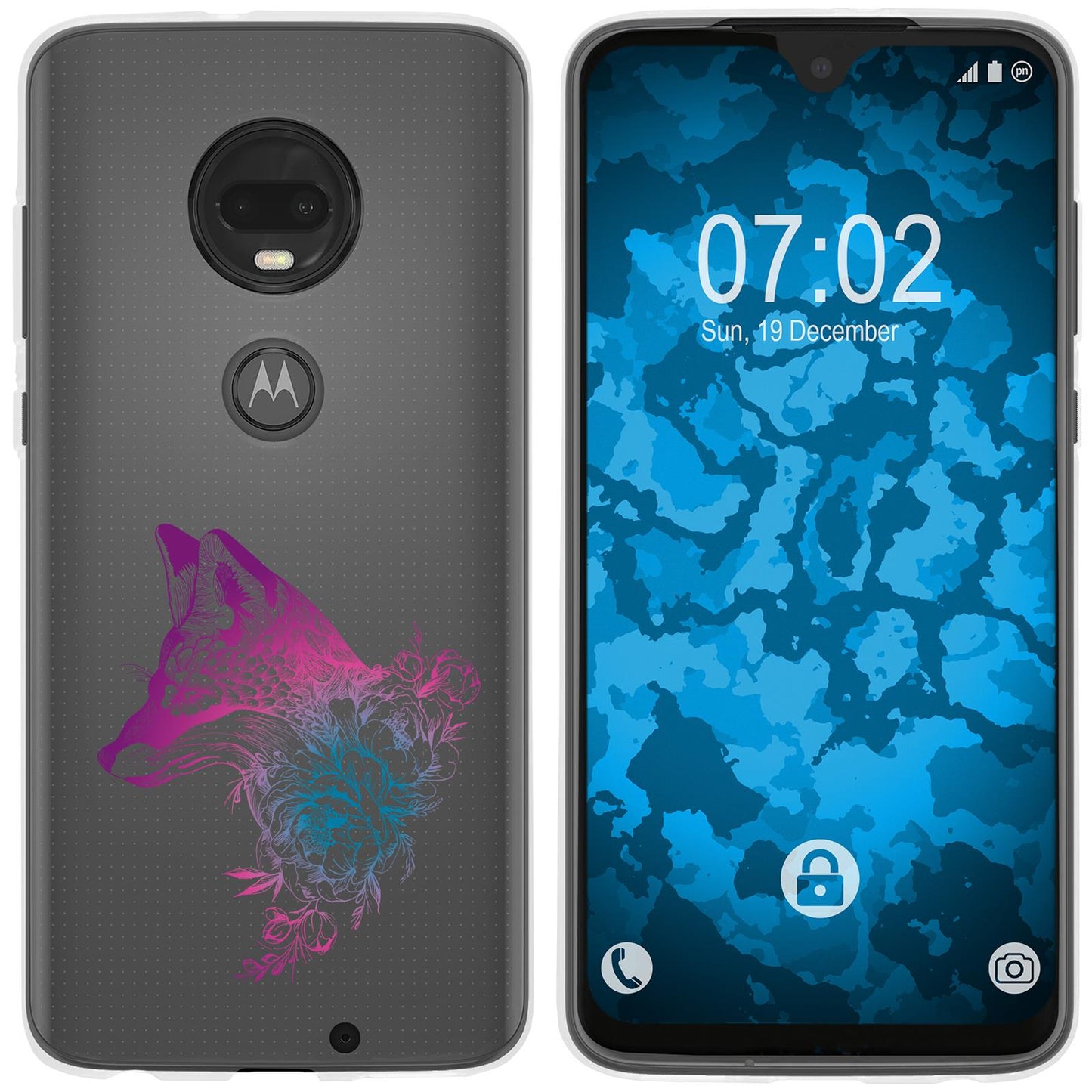 Moto G7 Silikon-Hülle Floral Fuchs M1-6 Case