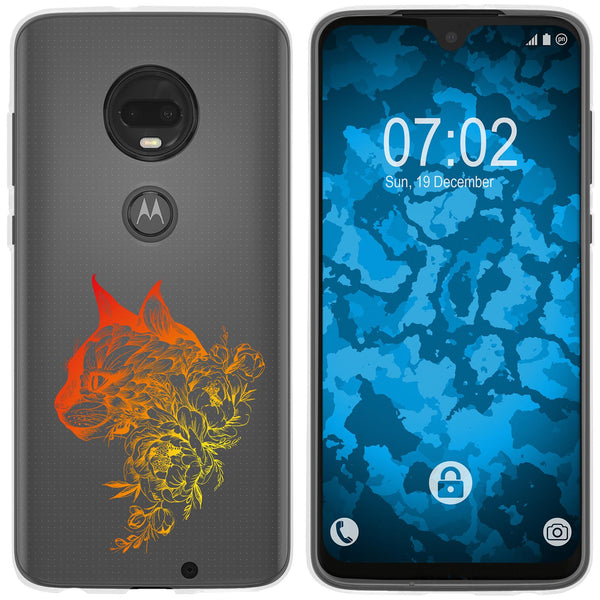 Moto G7 Silikon-Hülle Floral Katze M2-2 Case