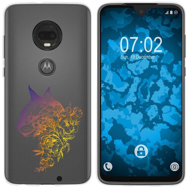Moto G7 Silikon-Hülle Floral Katze M2-3 Case
