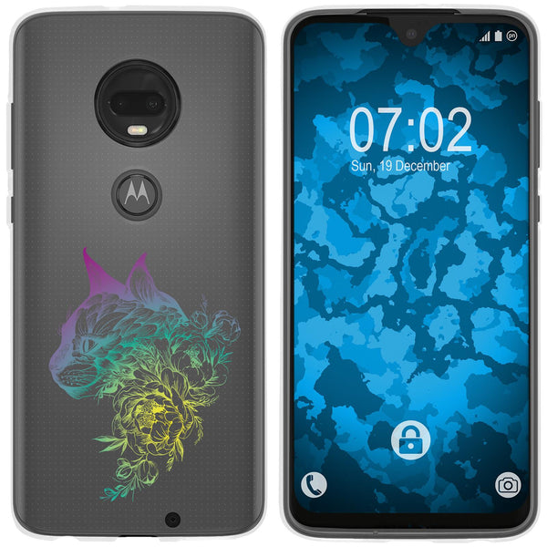 Moto G7 Silikon-Hülle Floral Katze M2-4 Case