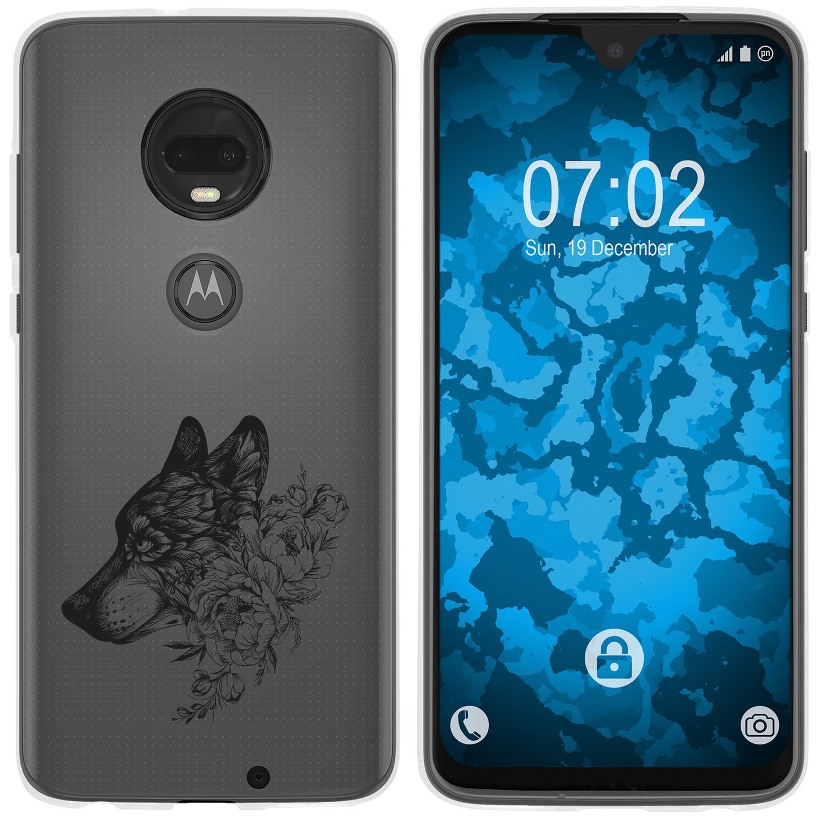 Moto G7 Silikon-Hülle Floral Wolf M3-1 Case