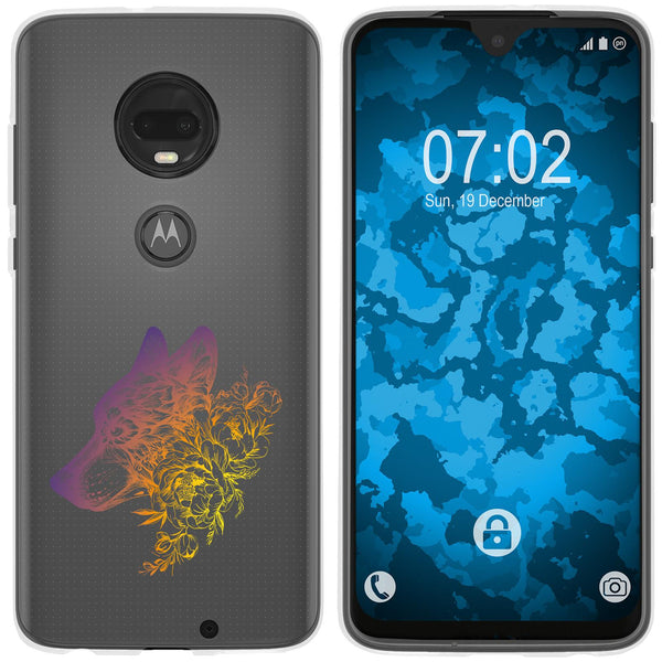 Moto G7 Plus Silikon-Hülle Floral Wolf M3-3 Case