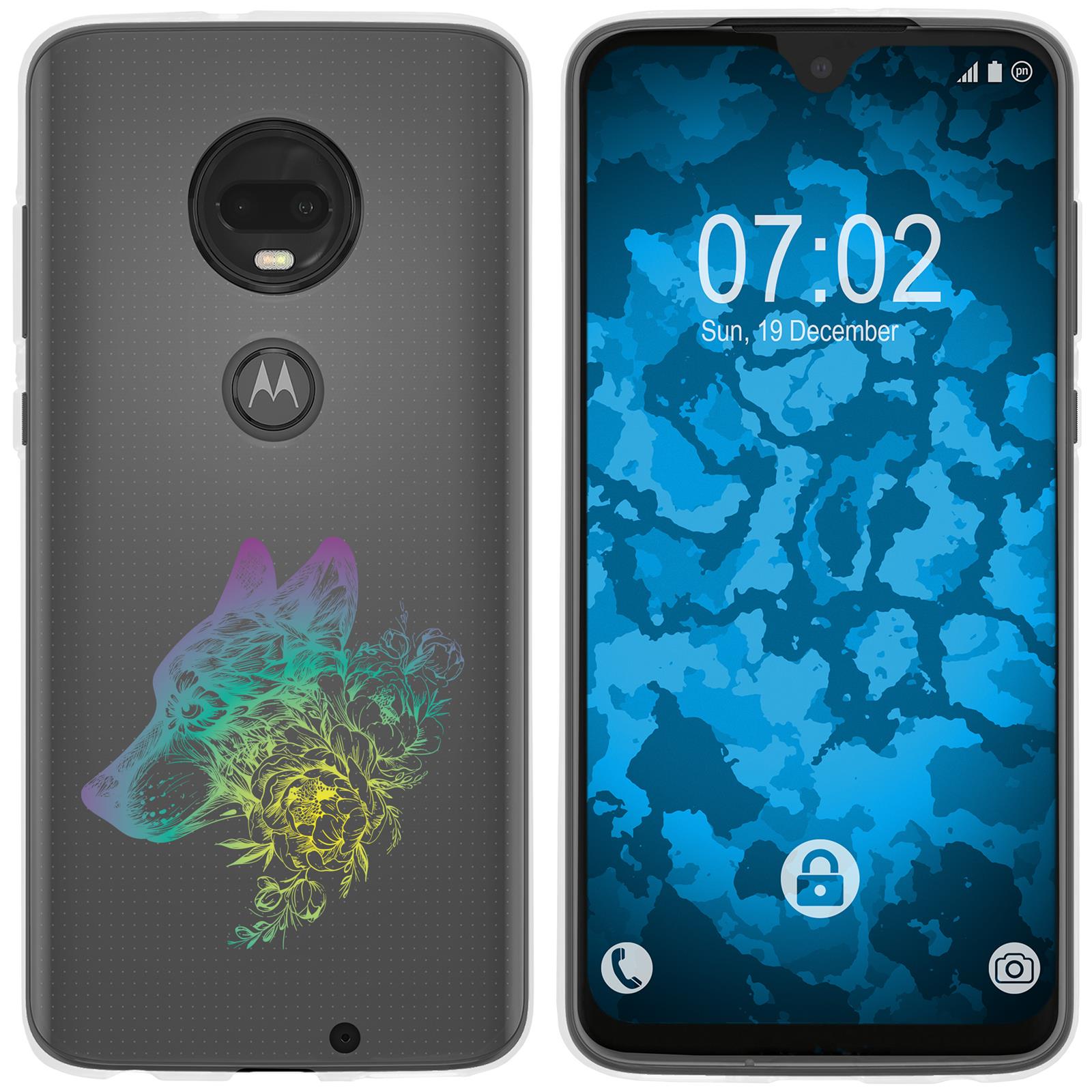 Moto G7 Plus Silikon-Hülle Floral Wolf M3-4 Case