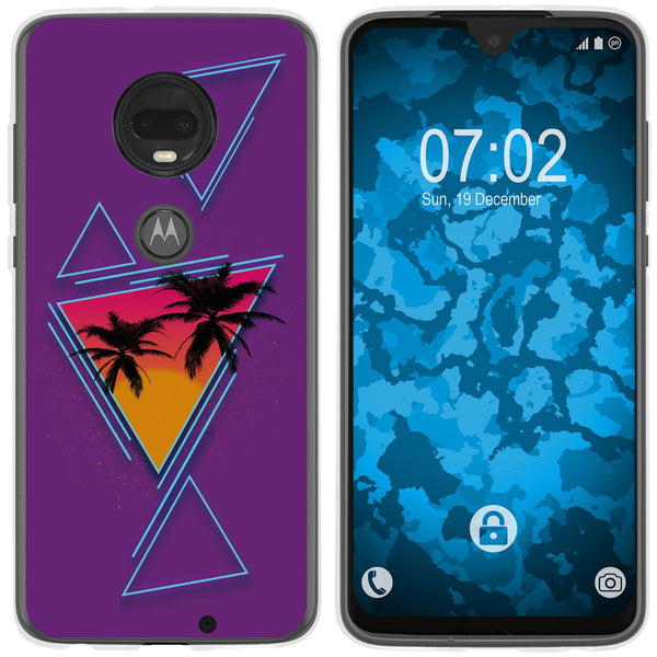 Moto G7 Plus Silikon-Hülle Retro Wave Palmen M3 Case