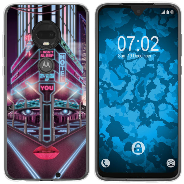 Moto G7 Plus Silikon-Hülle Retro Wave Cyberpunk.02 M5 Case