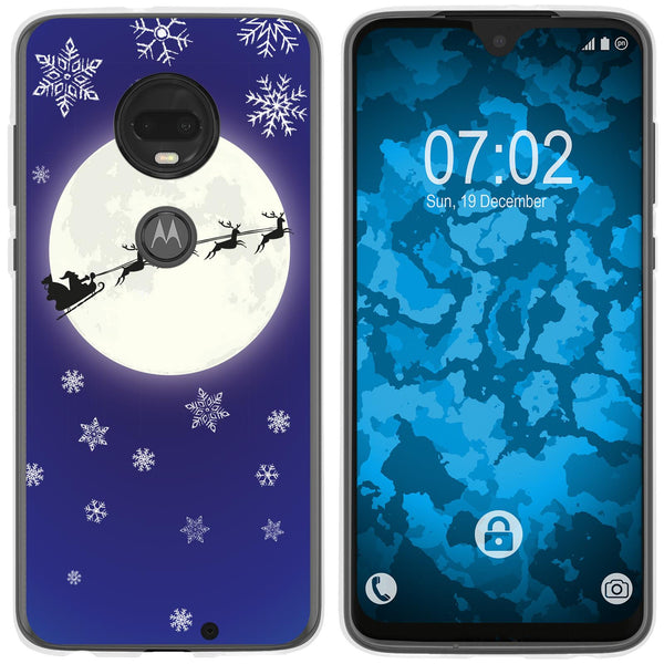 Moto G7 Silikon-Hülle X Mas Weihnachten Santa - Snowflakes M