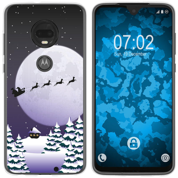 Moto G7 Plus Silikon-Hülle X Mas Weihnachten Santa - Night M
