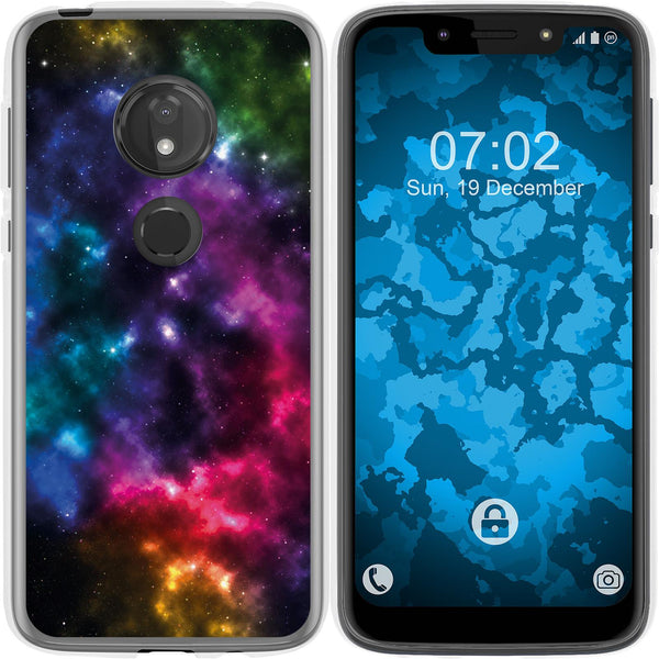 Moto G7 Play Silikon-Hülle Space Nebula schwarz Case