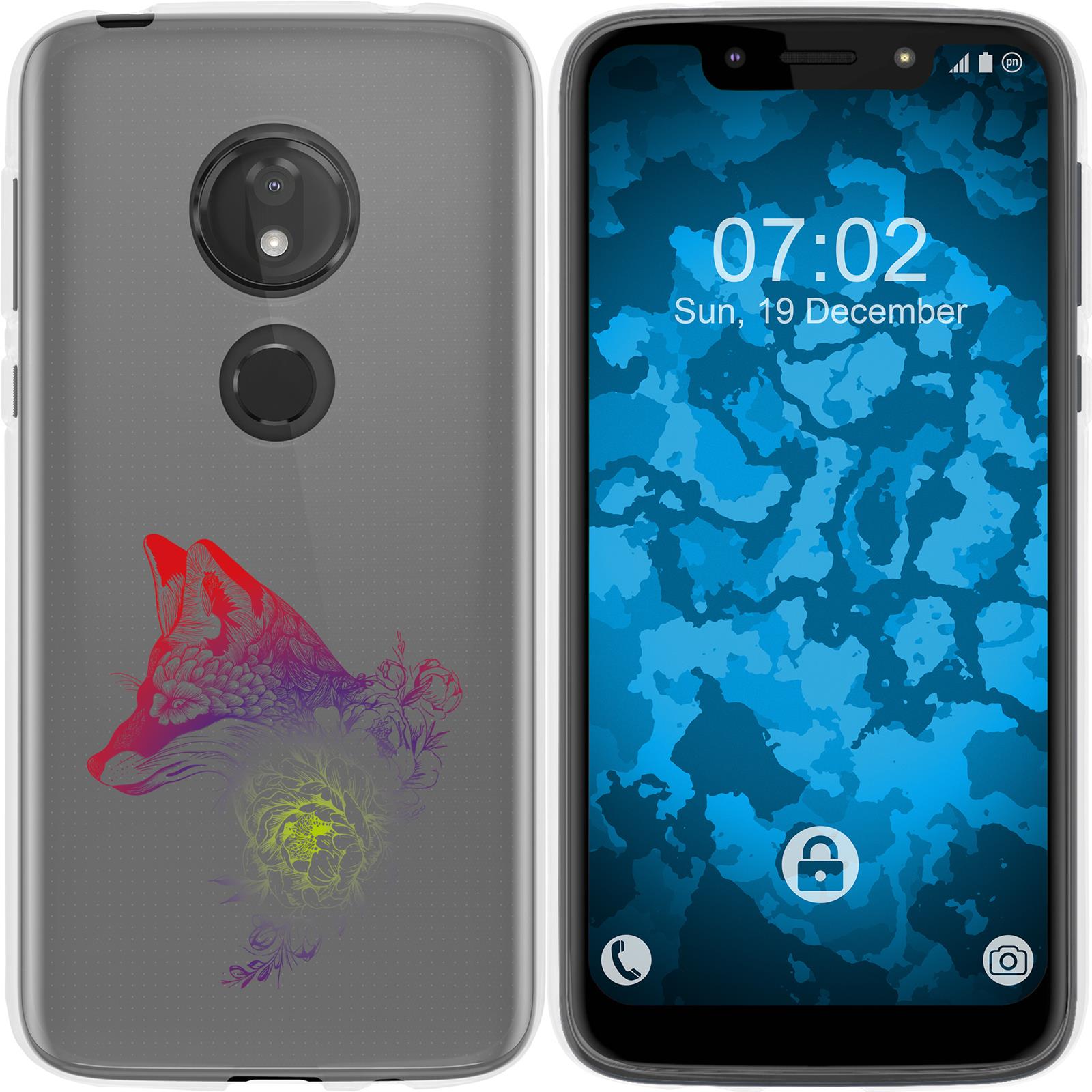 Moto G7 Play Silikon-Hülle Floral Fuchs M1-5 Case