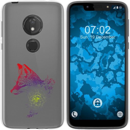 Moto G7 Play Silikon-Hülle Floral Fuchs M1-5 Case