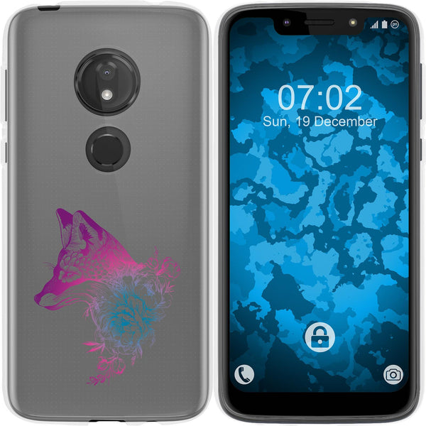 Moto G7 Play Silikon-Hülle Floral Fuchs M1-6 Case