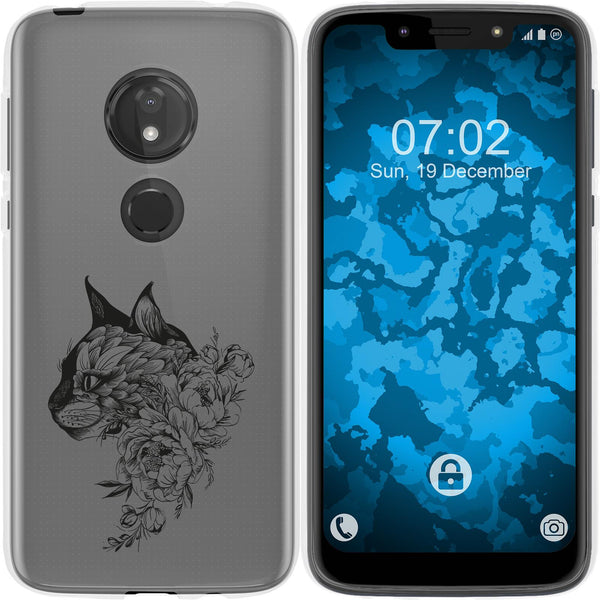 Moto G7 Play Silikon-Hülle Floral Katze M2-1 Case