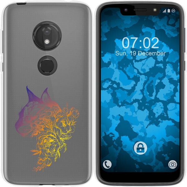 Moto G7 Play Silikon-Hülle Floral Katze M2-3 Case