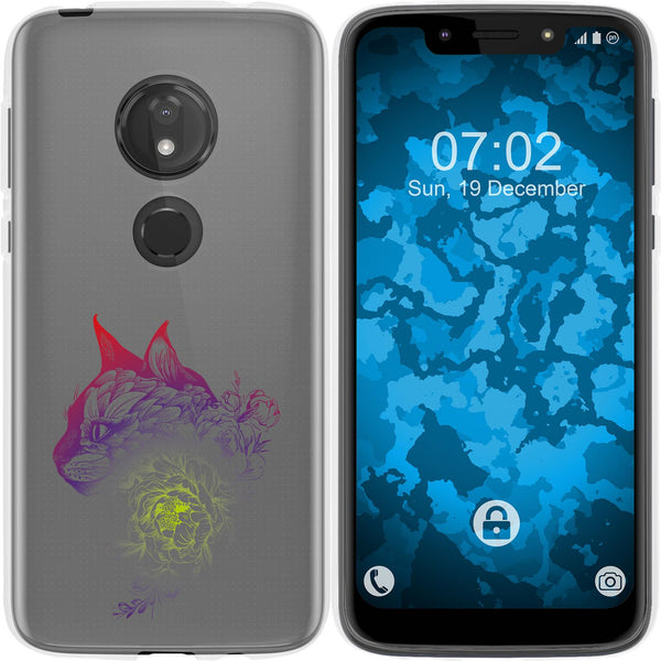 Moto G7 Play Silikon-Hülle Floral Katze M2-5 Case