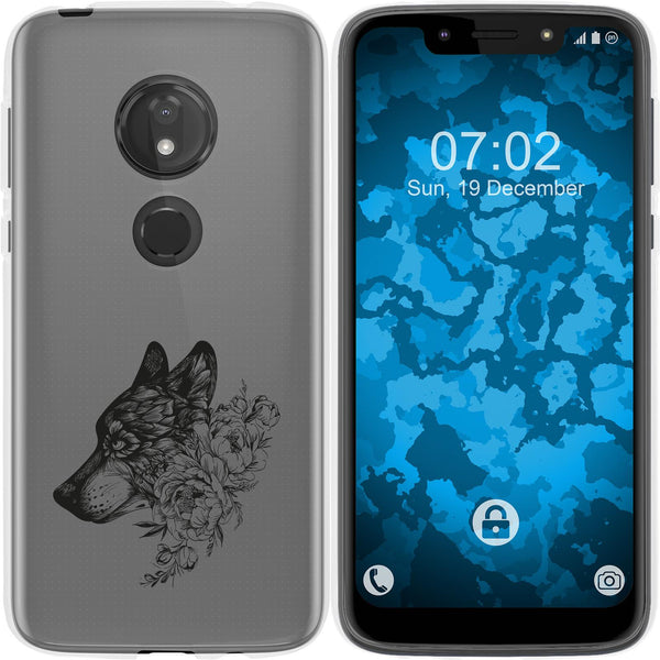 Moto G7 Play Silikon-Hülle Floral Wolf M3-1 Case