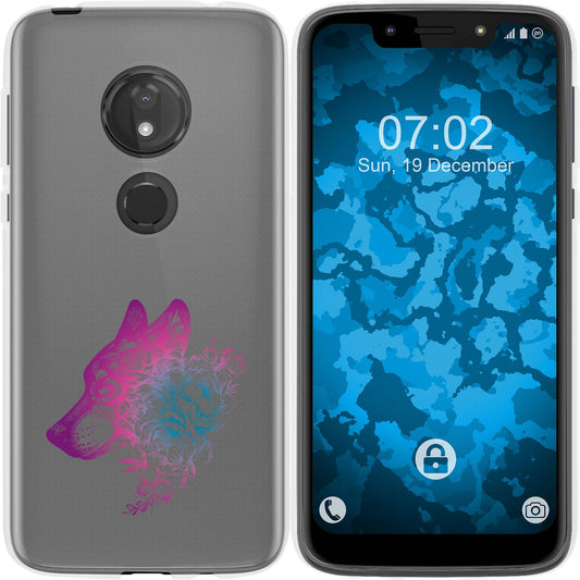 Moto G7 Play Silikon-Hülle Floral Wolf M3-6 Case