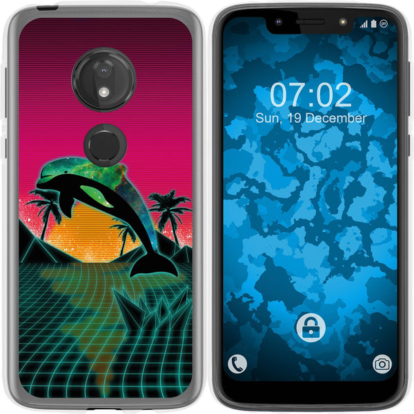 Moto G7 Play Silikon-Hülle Retro Wave Delphin M1 Case