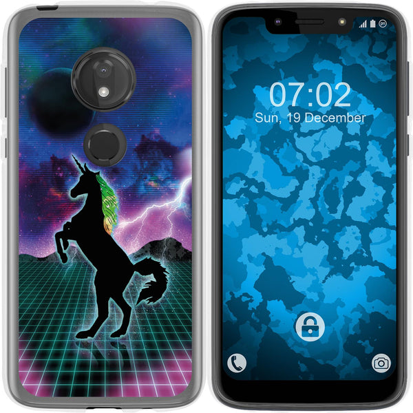 Moto G7 Play Silikon-Hülle Retro Wave Einhorn M2 Case