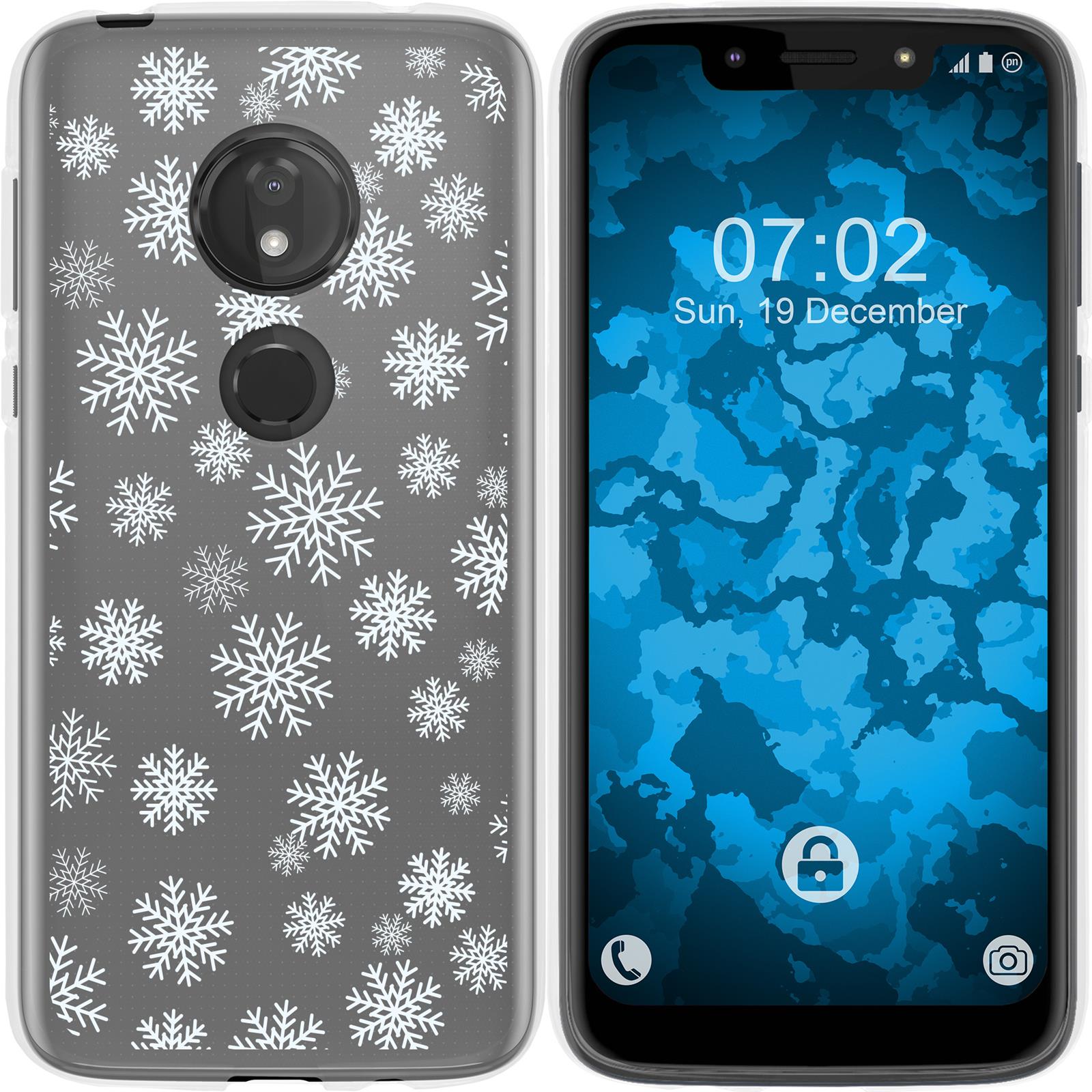 Moto G7 Play Silikon-Hülle X Mas Weihnachten Schneeflocken M