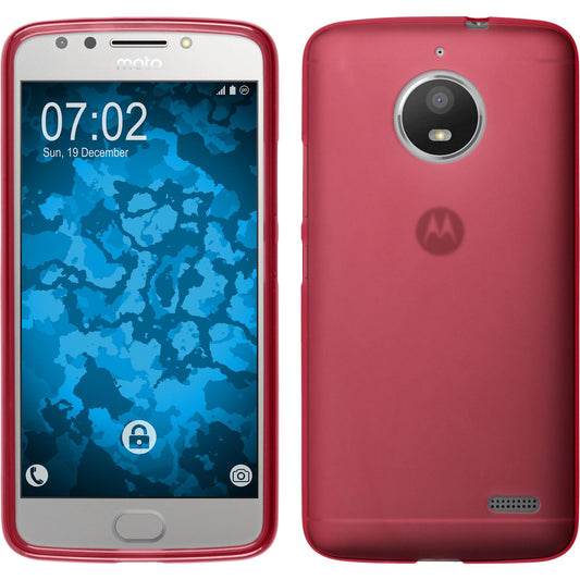 PhoneNatic Case kompatibel mit Lenovo Moto E4 (EU Version) - rot Silikon Hülle matt + 2 Schutzfolien